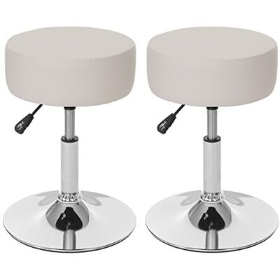 Mendler 2er-Set Hocker HWC-C22 Ø35cm Kunstleder, Creme Sitzhocker, Schminkhocker, höhenverstellbar Mendler 2er-Set Hocker HWC-C22 Ø35cm Kunstleder, Creme Sitzhocker, Schminkhocker, höhenverstellbar