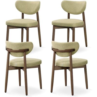 VASAGLE Esszimmerstuhl 4er Set, Küchenstuhl, Polsterstuhl mit Massivholzbeinen, ergonomische Rückenlehne, Aussparung als Griff, Mid-Century-Modern-Stil, Küche, salbeigrün KDC668C101-2J VASAGLE Esszimmerstuhl 4er Set, Küchenstuhl, Polsterstuhl mit Massivholzbeinen, ergonomische Rückenlehne, Aussparung als Griff, Mid-Century-Modern-Stil, Küche, salbeigrün KDC668C101-2J