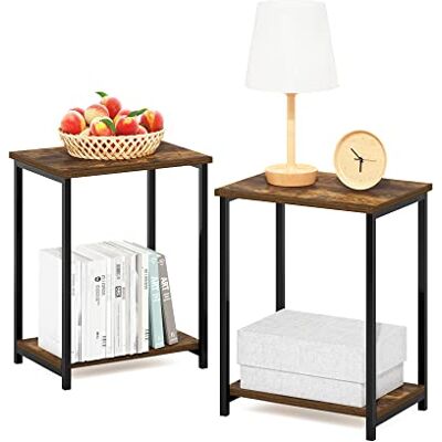 Furinno Simplistic Industrial Beistelltisch mit Metallrahmen, 2er-Pack, Amber Pine Furinno Simplistic Industrial Beistelltisch mit Metallrahmen, 2er-Pack, Amber Pine