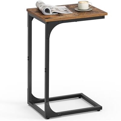 VASAGLE Beistelltisch, Sofatisch, C Form, mit Metallgestell Couchtisch, modern basic, für Wohnzimmer, Schlafzimmer, Vintagebraun und Tintenschwarz, BARNET Kollektion LET350B01 VASAGLE Beistelltisch, Sofatisch, C Form, mit Metallgestell Couchtisch, modern basic, für Wohnzimmer, Schlafzimmer, Vintagebraun und Tintenschwarz, BARNET Kollektion LET350B01