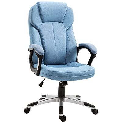 Vinsetto Bürostuhl Drehstuhl mit Kopfstütze 66 x 75 x 110–120 cm Hellblau Computerstuhl, Wippfunktion, Gepolsterte Armlehnen, Ergonomisch, Leinen Vinsetto Bürostuhl Drehstuhl mit Kopfstütze 66 x 75 x 110–120 cm Hellblau Computerstuhl, Wippfunktion, Gepolsterte Armlehnen, Ergonomisch, Leinen
