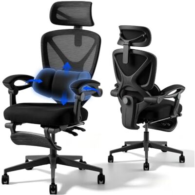 FlexiSpot TriCore Ergonomischer Bürostuhl mit Fußstütze, X-förmiger Schreibtischstuhl mit 135°-Neigung, Gekoppelte Armlehnen mit zonenweise Einstellbarer Lendenstütze, 3D-Kopfstütze, Schwarz FlexiSpot TriCore Ergonomischer Bürostuhl mit Fußstütze, X-förmiger Schreibtischstuhl mit 135°-Neigung, Gekoppelte Armlehnen mit zonenweise Einstellbarer Lendenstütze, 3D-Kopfstütze, Schwarz
