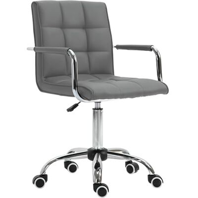 Vinsetto Schminkstuhl, PU-Leder, höhenverstellbar, Armlehne, Grau Bürostuhl mit mittlerer Rückenlehne, Rollen Vinsetto Schminkstuhl, PU-Leder, höhenverstellbar, Armlehne, Grau Bürostuhl mit mittlerer Rückenlehne, Rollen
