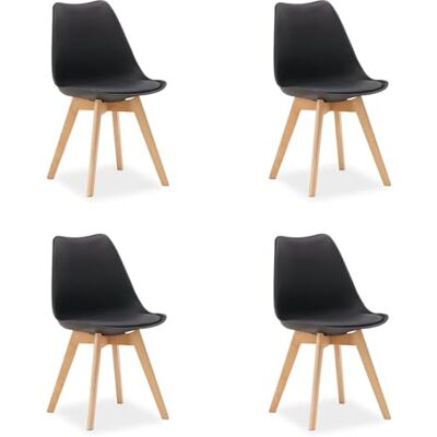Homestyle4u 4er Set Esszimmerstuhl Schwarz, Schalenstuhl mit Holzbeinen Moderne Küchenstühle im skandinavischen Design, robuste Kunststoff Sitzschale, minimalistischer Wohnzimmerstuhl 4 Stück Homestyle4u 4er Set Esszimmerstuhl Schwarz, Schalenstuhl mit Holzbeinen Moderne Küchenstühle im skandinavischen Design, robuste Kunststoff Sitzschale, minimalistischer Wohnzimmerstuhl 4 Stück