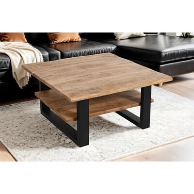 SAM Couchtisch Patrick 90x90 cm Mangoholz naturbelassen U-Gestell schwarz Mangoholz massiv, raue & naturbelassene Oberfläche, Sofatisch/Beistelltisch mit Ablage, echte Baumkante, Metallgestell SAM Couchtisch Patrick 90x90 cm Mangoholz naturbelassen U-Gestell schwarz Mangoholz massiv, raue & naturbelassene Oberfläche, Sofatisch/Beistelltisch mit Ablage, echte Baumkante, Metallgestell