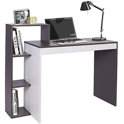 BAKAJI Schreibtisch mit Bücherregal, 4 Ablagen, Arbeitstisch, PC-Tisch, Gestell und Tischplatte aus MDF-Holz, Dekoration für Zuhause, Büro, Kinderzimmer, Maße 110 x 90 x 40 cm (grau) BAKAJI Schreibtisch mit Bücherregal, 4 Ablagen, Arbeitstisch, PC-Tisch, Gestell und Tischplatte aus MDF-Holz, Dekoration für Zuhause, Büro, Kinderzimmer, Maße 110 x 90 x 40 cm (grau)