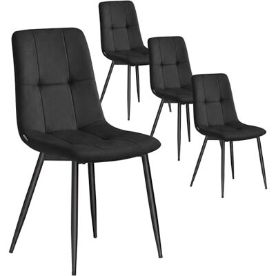 VASAGLE Esszimmerstühle Samt, Küchenstühle bis 120 kg belastbar, Sessel mit verstellbaren Füßen, modern, gepolstert, für Wohnzimmer, 4er Set, tintenschwarz KDC080BH01 VASAGLE Esszimmerstühle Samt, Küchenstühle bis 120 kg belastbar, Sessel mit verstellbaren Füßen, modern, gepolstert, für Wohnzimmer, 4er Set, tintenschwarz KDC080BH01