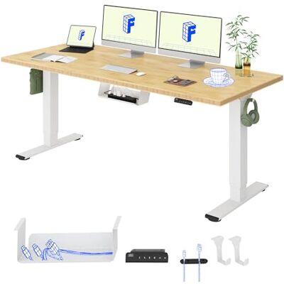 FlexiSpot Höhenverstellbarer Schreibtisch 180×80 cm, Doppelmotor, Einteilige 19 mm Bambus-Tischplatte, 4 Speicherhöhen, LED Anzeige, Ergonomischer Büro- und Computertisch (Weißes Gestell) FlexiSpot Höhenverstellbarer Schreibtisch 180×80 cm, Doppelmotor, Einteilige 19 mm Bambus-Tischplatte, 4 Speicherhöhen, LED Anzeige, Ergonomischer Büro- und Computertisch (Weißes Gestell)