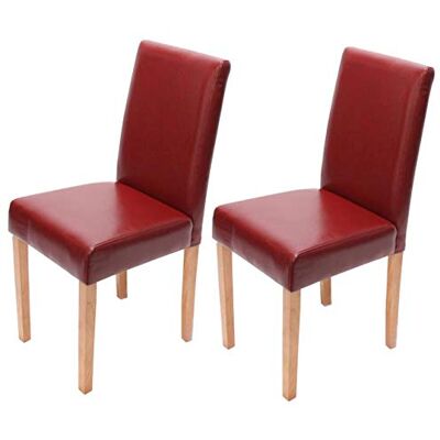 Mendler 2er-Set Stuhl Littau Leder, rot, helle Beine Esszimmerstuhl, Küchenstuhl Mendler 2er-Set Stuhl Littau Leder, rot, helle Beine Esszimmerstuhl, Küchenstuhl