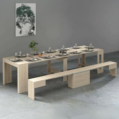 Dmora Tisch- und Stuhlset Crispin, Mehrzweckkomposition, Set mit Konsole und 1 ausziehbarer Bank, 100% Made in Italy, 66 x 25 x 45 cm, Olmo Dmora Tisch- und Stuhlset Crispin, Mehrzweckkomposition, Set mit Konsole und 1 ausziehbarer Bank, 100% Made in Italy, 66 x 25 x 45 cm, Olmo