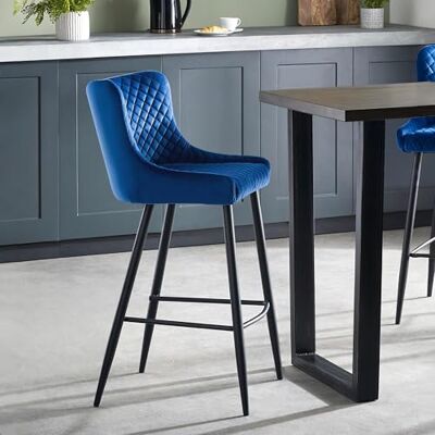 Julian Bowen Luxe Samt-Barhocker, blau Julian Bowen Luxe Samt-Barhocker, blau