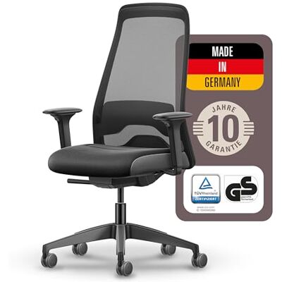 Interstuhl Style AIR + Ergonomischer Bürostuhl mit hoher Rückenlehne für große Menschen, Synchronmechanik, Made in Germany, 10 Jahre Garantie, TÜV-geprüft, belastbar bis 150kg, schwarz Interstuhl Style AIR + Ergonomischer Bürostuhl mit hoher Rückenlehne für große Menschen, Synchronmechanik, Made in Germany, 10 Jahre Garantie, TÜV-geprüft, belastbar bis 150kg, schwarz