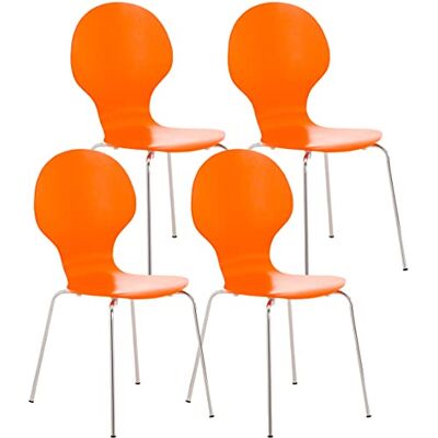 CLP 4X Stapelstuhl Diego l Ergonomisch geformter Konferenzstuhl mit Holzsitz und Metallgestell I Stapelbarer Stuhl mit pflegeleichter Sitzfläche, Farbe:orange CLP 4X Stapelstuhl Diego l Ergonomisch geformter Konferenzstuhl mit Holzsitz und Metallgestell I Stapelbarer Stuhl mit pflegeleichter Sitzfläche, Farbe:orange