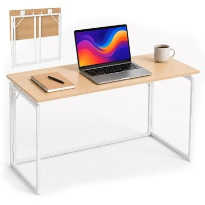 Relaxdays , Klappbarer Schreibtisch, faltbar, montagefrei, 100 x 50 cm platzsparend, kleiner Tisch, Natur-Weiß Relaxdays , Klappbarer Schreibtisch, faltbar, montagefrei, 100 x 50 cm platzsparend, kleiner Tisch, Natur-Weiß