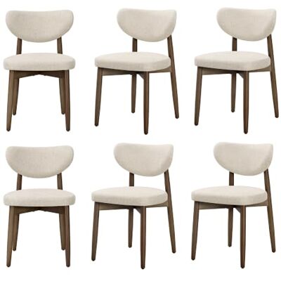 VASAGLE Esszimmerstuhl 6er Set, Küchenstuhl, Polsterstuhl mit Massivholzbeinen, ergonomische Rückenlehne, Aussparung als Griff, Mid-Century-Modern-Stil, Küche, cappuccinobeige KDC668L101-3J VASAGLE Esszimmerstuhl 6er Set, Küchenstuhl, Polsterstuhl mit Massivholzbeinen, ergonomische Rückenlehne, Aussparung als Griff, Mid-Century-Modern-Stil, Küche, cappuccinobeige KDC668L101-3J