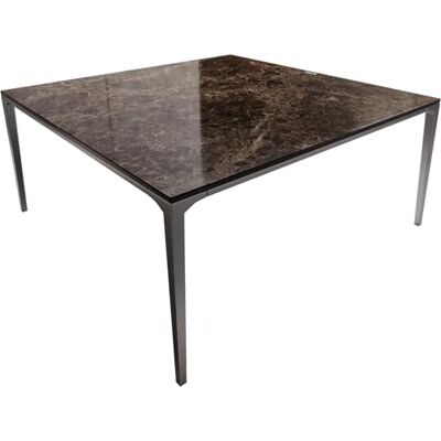 DELIFE Wohnzimmertisch Levente Keramik Emperador Extra Lucidato Dunkelbraun 85x85 cm Gestell Edelstahl Silber DELIFE Wohnzimmertisch Levente Keramik Emperador Extra Lucidato Dunkelbraun 85x85 cm Gestell Edelstahl Silber