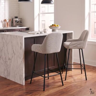 IDIMEX Barhocker Vivianne-1 2er Set mit gepolsterter Sitzfläche Beige Barstühle mit Lehne und Fußstütze, Sitzhöhe 65 cm, Metallgestell in Schwarz, modern, für Küchentheke oder Bartisch IDIMEX Barhocker Vivianne-1 2er Set mit gepolsterter Sitzfläche Beige Barstühle mit Lehne und Fußstütze, Sitzhöhe 65 cm, Metallgestell in Schwarz, modern, für Küchentheke oder Bartisch