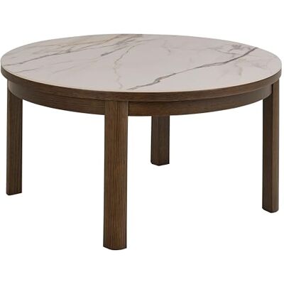 AC Design Furniture Ea rund Couchtisch, Tischplatte Creme poliert keramisch, Gestell Rauch NC lackiert Eiche Furnier, Ø90x45 cm, Beige AC Design Furniture Ea rund Couchtisch, Tischplatte Creme poliert keramisch, Gestell Rauch NC lackiert Eiche Furnier, Ø90x45 cm, Beige