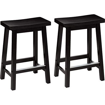 Amazon Küchenhocker aus Massivholz, niedriger Barhocker, Esszimmerstuhl, einfache Montage, modern, 2 Stück, 61 cm hoch, Schwarz Amazon Küchenhocker aus Massivholz, niedriger Barhocker, Esszimmerstuhl, einfache Montage, modern, 2 Stück, 61 cm hoch, Schwarz