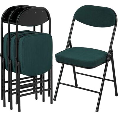HOMCOM Set 4 Klappstühle tragbar Indoor Belastbarkeit 120 kg Blau Esszimmerstuhl, gepolsterter Sitz und Rücken in Cord-Samt, Stahlrahmen. HOMCOM Set 4 Klappstühle tragbar Indoor Belastbarkeit 120 kg Blau Esszimmerstuhl, gepolsterter Sitz und Rücken in Cord-Samt, Stahlrahmen.