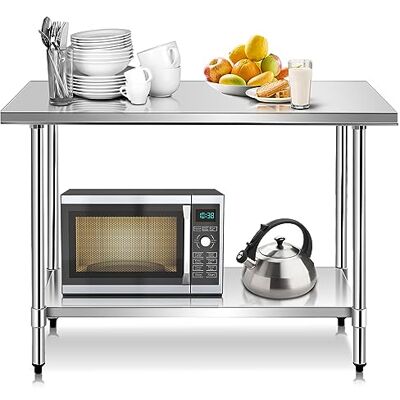 COSTWAY Edelstahl Küchentisch Arbeitstisch, Edelstahltisch mit Höhenverstellbarer Ablage, Zubereitungstisch Gastro Tisch, Ablagetisch für Küche Restaurant, Silber (122 x 61x 90cm) COSTWAY Edelstahl Küchentisch Arbeitstisch, Edelstahltisch mit Höhenverstellbarer Ablage, Zubereitungstisch Gastro Tisch, Ablagetisch für Küche Restaurant, Silber (122 x 61x 90cm)