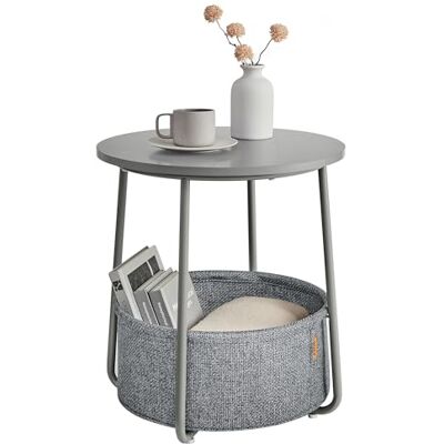 VASAGLE LILEA Kollektion Beistelltisch rund, Kleiner Tisch, Couchtisch klein, Wohnzimmertisch, Korb aus Stoff, Stauraum für Wohnzimmer, Nachttisch modern, Taubengrau-schiefergrau LET223G36 VASAGLE LILEA Kollektion Beistelltisch rund, Kleiner Tisch, Couchtisch klein, Wohnzimmertisch, Korb aus Stoff, Stauraum für Wohnzimmer, Nachttisch modern, Taubengrau-schiefergrau LET223G36