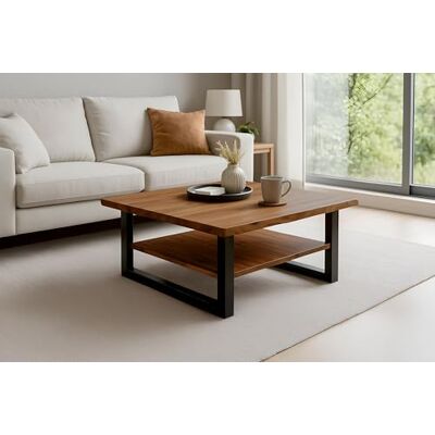 SAM Couchtisch Patrick 90x90 cm Akazie Honig U-Gestell schwarz Akazienholz massiv + honigfarben, Sofatisch mit Ablage, echte Baumkante, Beistelltisch, Metallgestell SAM Couchtisch Patrick 90x90 cm Akazie Honig U-Gestell schwarz Akazienholz massiv + honigfarben, Sofatisch mit Ablage, echte Baumkante, Beistelltisch, Metallgestell