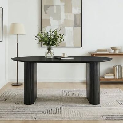 IDIMEX Esstisch Maxim schwarz moderner Tisch 160 x 90 cm, Design Küchentisch oval mit Säulenbeinen und Lamellen, Esszimmertisch für 6 Personen IDIMEX Esstisch Maxim schwarz moderner Tisch 160 x 90 cm, Design Küchentisch oval mit Säulenbeinen und Lamellen, Esszimmertisch für 6 Personen
