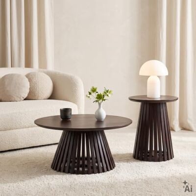 IDIMEX Couchtischset rund Amila/RIPA 2-teilig aus Mangoholz Dunkelbraun Couchtisch & Beistelltisch, Massivholz, 25 mm starke Tischplatte, Lamellen-Design, modern, Wohnzimmer IDIMEX Couchtischset rund Amila/RIPA 2-teilig aus Mangoholz Dunkelbraun Couchtisch & Beistelltisch, Massivholz, 25 mm starke Tischplatte, Lamellen-Design, modern, Wohnzimmer