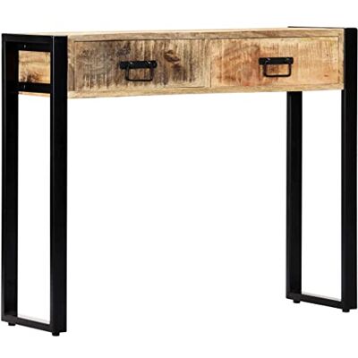 vidaXL Mangoholz Massiv Konsolentisch mit 2 Schubladen Konsole Beistelltisch Flurtisch Ablagetisch Wandtisch Frisiertisch Sideboard 90x30x75cm vidaXL Mangoholz Massiv Konsolentisch mit 2 Schubladen Konsole Beistelltisch Flurtisch Ablagetisch Wandtisch Frisiertisch Sideboard 90x30x75cm