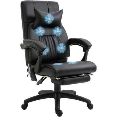 Vinsetto Massagesessel mit Massagefunktion Schwarz 68 x 79 x 104-112 cm Chefsessel, 7 Massagepunkte, Höhenverstellbarer Drehstuhl, Fußstütze, Kopfstütze, Zeitgenössisch, Schaumstoff, PVC Vinsetto Massagesessel mit Massagefunktion Schwarz 68 x 79 x 104-112 cm Chefsessel, 7 Massagepunkte, Höhenverstellbarer Drehstuhl, Fußstütze, Kopfstütze, Zeitgenössisch, Schaumstoff, PVC
