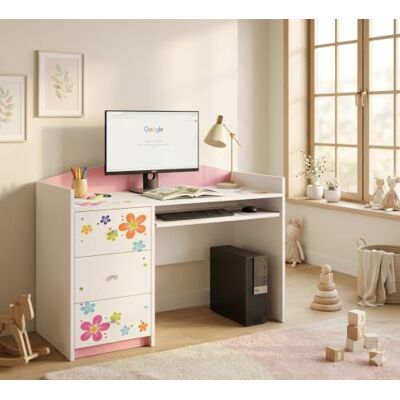 Happy Babies Rosa Kinderschreibtisch mit Schublade und Schrankfach, Schülerschreibtisch Hausaufgabentisch für Mädchen, Computertisch mit Motiv (Nr 4) Happy Babies Rosa Kinderschreibtisch mit Schublade und Schrankfach, Schülerschreibtisch Hausaufgabentisch für Mädchen, Computertisch mit Motiv (Nr 4)