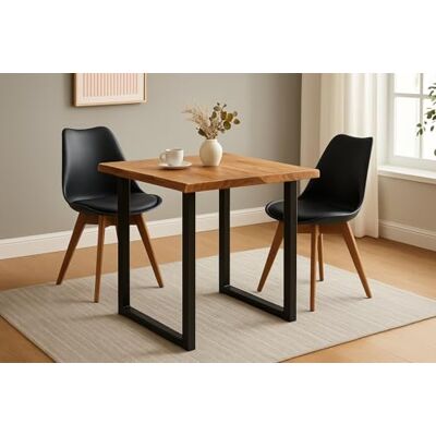 SAM 3-TLG. Essgruppe Quinn 80x80 cm Akazie Natur / 2 Stühle schwarz massiv, Echte Baumkante, Akazienholz naturfarben, U-Gestell schwarz, Esstisch mit 2 Stühlen, Schalenstuhl, Esszimmertisch SAM 3-TLG. Essgruppe Quinn 80x80 cm Akazie Natur / 2 Stühle schwarz massiv, Echte Baumkante, Akazienholz naturfarben, U-Gestell schwarz, Esstisch mit 2 Stühlen, Schalenstuhl, Esszimmertisch