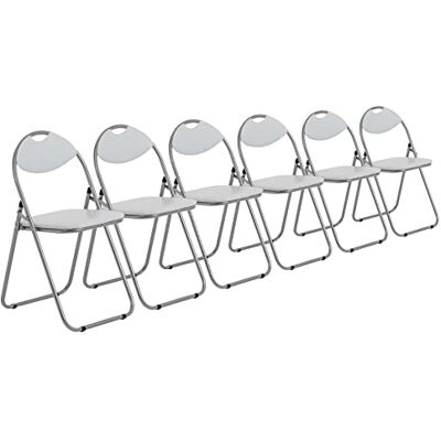 Harbour Housewares Gepolsterte Klappstühle leicht zu verstauende Metallrahmen-Büroschreibtisch-Schlafzimmer-Sitzgelegenheit maximale Belastung: 114 kg Weiß 6er-Pack Harbour Housewares Gepolsterte Klappstühle leicht zu verstauende Metallrahmen-Büroschreibtisch-Schlafzimmer-Sitzgelegenheit maximale Belastung: 114 kg Weiß 6er-Pack