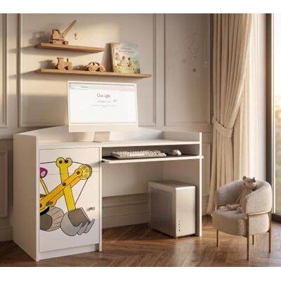 Happy Babies Großer Kinderschreibtisch Weiß 125x60 cm mit Schubladen, Schülerschreibtisch mit schönem Aufdruck, PC-Tisch Lerntisch Unisex Happy Babies Großer Kinderschreibtisch Weiß 125x60 cm mit Schubladen, Schülerschreibtisch mit schönem Aufdruck, PC-Tisch Lerntisch Unisex