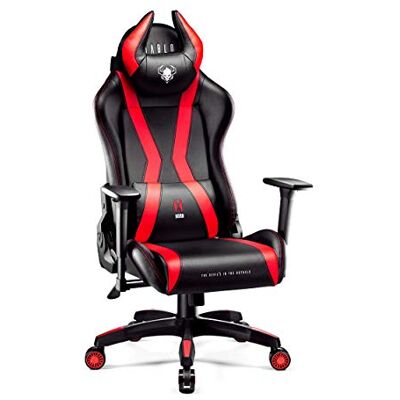 Diablo Anpassbarer Gaming Stuhl Ergonomisch X-Horn 2.0 Verstellbare Rücken-, Sitz- und Armlehnen Nacken-/Lendenkissen, Eco Lederpolsterung Ergonomischer Gamer Stuhl Normal (L) Schwarz-Rot Diablo Anpassbarer Gaming Stuhl Ergonomisch X-Horn 2.0 Verstellbare Rücken-, Sitz- und Armlehnen Nacken-/Lendenkissen, Eco Lederpolsterung Ergonomischer Gamer Stuhl Normal (L) Schwarz-Rot
