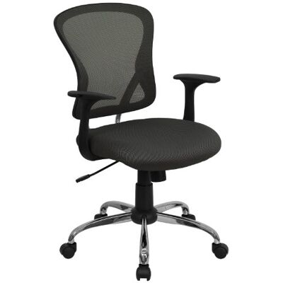 Flash Furniture Arbeitsstuhl, mittelhohe Rückenlehne, Netzmaterial, drehbar, mit Chrombasis und Armlehnen, Metall, dunkelgrau, 74 x 61 x 28 cm Flash Furniture Arbeitsstuhl, mittelhohe Rückenlehne, Netzmaterial, drehbar, mit Chrombasis und Armlehnen, Metall, dunkelgrau, 74 x 61 x 28 cm