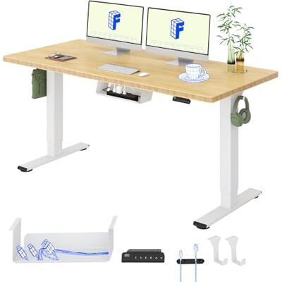 FlexiSpot Höhenverstellbarer Schreibtisch 160×80 cm, Doppelmotor, Einteilige 19 mm Bambus-Tischplatte, 4 Speicherhöhen, LED Anzeige, Ergonomischer Büro- und Computertisch (Weißes Gestell) FlexiSpot Höhenverstellbarer Schreibtisch 160×80 cm, Doppelmotor, Einteilige 19 mm Bambus-Tischplatte, 4 Speicherhöhen, LED Anzeige, Ergonomischer Büro- und Computertisch (Weißes Gestell)
