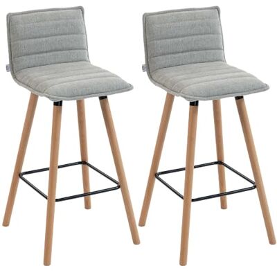HOMCOM 2er-Set gepolsterte Barhocker Höhe 76,5cm Grau Rückenlehne & Fußstütze, Buchenholzbeine, Leinenoptik-Stoff, Hochstühle für Küche, Esszimmer, Theke. HOMCOM 2er-Set gepolsterte Barhocker Höhe 76,5cm Grau Rückenlehne & Fußstütze, Buchenholzbeine, Leinenoptik-Stoff, Hochstühle für Küche, Esszimmer, Theke.