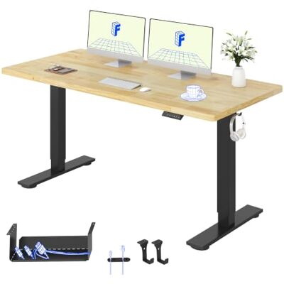 FlexiSpot Höhenverstellbarer Schreibtisch GUMMIHOLZ Massivholz 160 × 80 cm 25 mm starke einteilige Tischplatte aus massivem Gummibaumholz, elektrisch höhenverstellbar (Schwarz Tischbeine) FlexiSpot Höhenverstellbarer Schreibtisch GUMMIHOLZ Massivholz 160 × 80 cm 25 mm starke einteilige Tischplatte aus massivem Gummibaumholz, elektrisch höhenverstellbar (Schwarz Tischbeine)