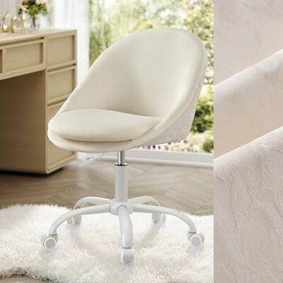 SONGMICS Homeoffice-Stuhl, Schminkstuhl mit Samt-Vorderseite, Schreibtischstuhl, Schaumstoffpolsterung, höhenverstellbar, für Arbeitszimmer, Schlafzimmer, cremeweiß OBG020WD01 SONGMICS Homeoffice-Stuhl, Schminkstuhl mit Samt-Vorderseite, Schreibtischstuhl, Schaumstoffpolsterung, höhenverstellbar, für Arbeitszimmer, Schlafzimmer, cremeweiß OBG020WD01