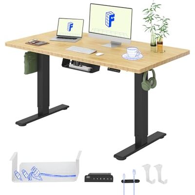 FlexiSpot Höhenverstellbarer Schreibtisch, Einteilige Bambus-Tischplatte, Doppelmotor, 4 Speicherhöhen, LED Anzeige, Ergonomischer Büro- und Computertisch (140×80 cm, Schwarzes Gestell) FlexiSpot Höhenverstellbarer Schreibtisch, Einteilige Bambus-Tischplatte, Doppelmotor, 4 Speicherhöhen, LED Anzeige, Ergonomischer Büro- und Computertisch (140×80 cm, Schwarzes Gestell)