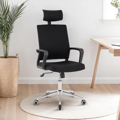 IDIMEX Bürodrehstuhl Herry mit Kopfstütze und Armlehnen in schwarz. Ergonomischer Bürostuhl mit Verstellbarer Sitzmechanik, Höhenverstellbar und Kippfunktion. IDIMEX Bürodrehstuhl Herry mit Kopfstütze und Armlehnen in schwarz. Ergonomischer Bürostuhl mit Verstellbarer Sitzmechanik, Höhenverstellbar und Kippfunktion.