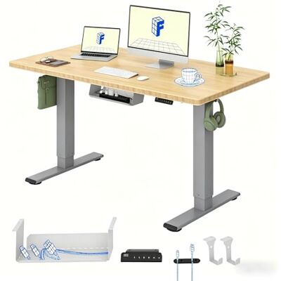 FlexiSpot Höhenverstellbarer Schreibtisch 160×80 cm, Doppelmotor, Einteilige 19 mm Bambus-Tischplatte, 4 Speicherhöhen, LED Anzeige, Ergonomischer Büro- und Computertisch (Graues Gestell) FlexiSpot Höhenverstellbarer Schreibtisch 160×80 cm, Doppelmotor, Einteilige 19 mm Bambus-Tischplatte, 4 Speicherhöhen, LED Anzeige, Ergonomischer Büro- und Computertisch (Graues Gestell)