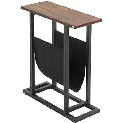 HOMCOM Beistelltisch Schmaler Nachttisch mit Stofftasche, Couchtisch mit Stahlrahmen, Wohnzimmertisch Sofatisch für Wohnzimmer Schlafzimmer 49 x 19 x 55 cm Dunkelbraun HOMCOM Beistelltisch Schmaler Nachttisch mit Stofftasche, Couchtisch mit Stahlrahmen, Wohnzimmertisch Sofatisch für Wohnzimmer Schlafzimmer 49 x 19 x 55 cm Dunkelbraun