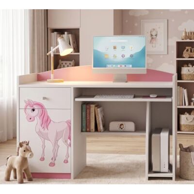 Happy Babies Großer Kinderschreibtisch Rosa 125x60 cm mit Schubladen, Schülerschreibtisch mit schönem Aufdruck, PC-Tisch Mädchenzimmer Happy Babies Großer Kinderschreibtisch Rosa 125x60 cm mit Schubladen, Schülerschreibtisch mit schönem Aufdruck, PC-Tisch Mädchenzimmer