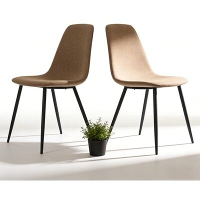 NJLyuhome 2er Set Esszimmerstühle mit Metallgestell, pulverbeschichtetes Stahlrohr in Schwarz, Stoffbezug mit Schaumpolsterung, in 2 Farben: Beige & Khaki, Elegante Maße 43x52x84,5 cm, einfache Montage NJLyuhome 2er Set Esszimmerstühle mit Metallgestell, pulverbeschichtetes Stahlrohr in Schwarz, Stoffbezug mit Schaumpolsterung, in 2 Farben: Beige & Khaki, Elegante Maße 43x52x84,5 cm, einfache Montage
