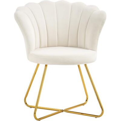 HOMCOM Schalensessel mit Stahlbeinen 69x64x80 cm Creme Schminkstuhl, Samt-Wohnzimmersessel, für Wohnzimmer & Schlafzimmer HOMCOM Schalensessel mit Stahlbeinen 69x64x80 cm Creme Schminkstuhl, Samt-Wohnzimmersessel, für Wohnzimmer & Schlafzimmer