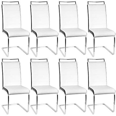 LANTUS Set mit 8 Stühlen für Esszimmer oder Küche, mit gepolsterter Sitzfläche und verchromtem Fuß, Freischwinger Stuhl, 2 Stühle, getestet von SGS (4 Gitter (weiß + schwarz), 8 Stück) LANTUS Set mit 8 Stühlen für Esszimmer oder Küche, mit gepolsterter Sitzfläche und verchromtem Fuß, Freischwinger Stuhl, 2 Stühle, getestet von SGS (4 Gitter (weiß + schwarz), 8 Stück)