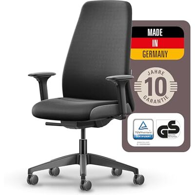 Interstuhl Style Soft+ Ergonomischer Bürostuhl mit hoher Rückenlehne – Schreibtischstuhl für große Personen, Belastbar bis 150kg, 10 J. Garantie, Made in Germany, schwarz Interstuhl Style Soft+ Ergonomischer Bürostuhl mit hoher Rückenlehne – Schreibtischstuhl für große Personen, Belastbar bis 150kg, 10 J. Garantie, Made in Germany, schwarz